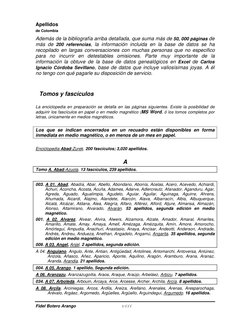 Apellidos 
de Colombia 
 
Fidel Botero Arango YLLL
Además de la bibliogra