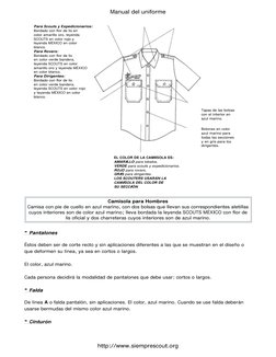 * Pantalones  
Éstos deben ser de corte recto y sin aplicaciones diferentes a las que se muestran en el diseño o 
que deforme