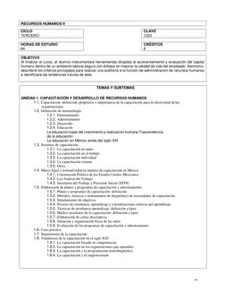 93 
 
 
 
 
 
 
 
 
 
TEMAS Y SUBTEMAS 
 
UNIDAD 1. CAPACITACIÓN Y DESARROLLO DE RECURSOS HUMANOS 
1.1. Capacitación: defin