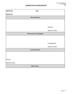 Corrective Action Report Template | PDF