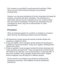 Former Employee Rehire Policy Guidelines | PDF | Employment | Layoff