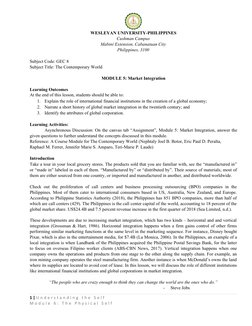 WESLEYAN UNIVERSITY-PHILIPPINES
Cushman Campus
Mabini Extension, Cabanatuan City
Philippines, 3100
Subject Code: GEC 8
Subjec
