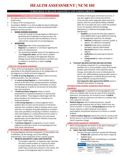HEALTH ASSESSMENT | NCM 101 
NURSES ROLE IN HEALTH ASSESSMENT AND NURSING PROCESS 
 
2ND STEP: NURSING DIAGNOSIS 
• 
An order