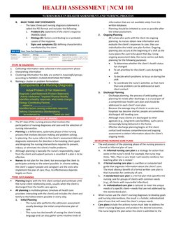 HEALTH ASSESSMENT | NCM 101 
NURSES ROLE IN HEALTH ASSESSMENT AND NURSING PROCESS 
 
B. 
BASIC THREE-PART STATEMENTS 
- 
The