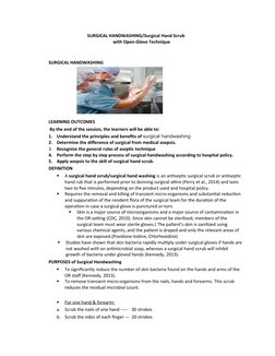 Surgical Handwashing Techniques and Asepsis | PDF | Surgery | Hand Washing