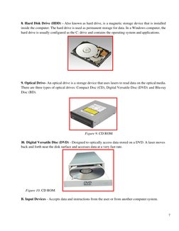 7 
 
8. Hard Disk Drive (HDD) - Also known as hard drive, is a magnetic storage device that is installed 
inside the computer