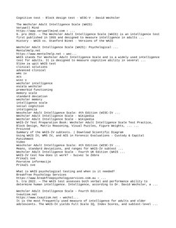 Cognitive test · Block design test · WISC-V · David Wechsler
The Wechsler Adult Intelligence Scale (WAIS)
Verywell Mind
https