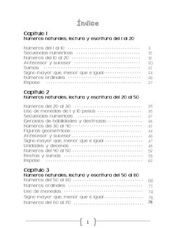 1 
Índice 
Capítulo 1 
Números naturales, lectura y escritura del 1 al 20 
 
 
 
Números del 1 al 10   
3 
Secuencias n