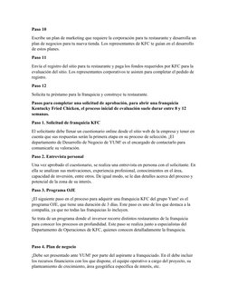 Paso 10
Escribe un plan de marketing que requiere la corporación para tu restaurante y desarrolla un
plan de negocios para tu