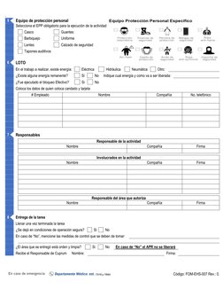 . 
 Código: FOM-EHS-007 Rev.: 0. 
5 
Equipo de protección personal 
 
 
 
 
Selecciona el EPP obligatorio para la ejecución d