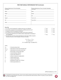 Fire Pump Testing Form Annual Fire Pump Performance Test | PDF | Pump | Pressure