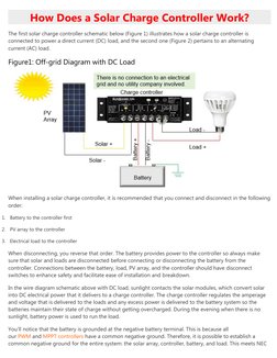 How Does a Solar Charge Controller Work?
The first solar charge controller schematic below (Figure 1) illustrates how a solar