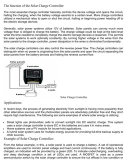 The function of the Solar Charge Controller:
The most essential charge controller basically controls the device voltage and o