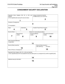 ICAO-WCO Joint Workshop 
Air Cargo Security and Facilitation 
 
 
 
 
 
H 4.8 
 
 
 
 
 
Page 1 of 3 
 
 
CONSIGNMENT SECURIT