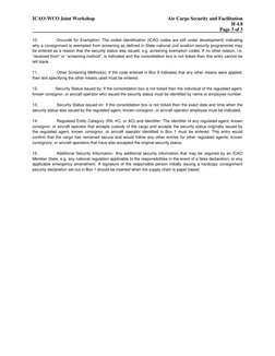 ICAO-WCO Joint Workshop 
Air Cargo Security and Facilitation 
 
 
 
 
 
H 4.8 
 
 
 
 
 
Page 3 of 3 
 
 
10. 
Grounds for Ex