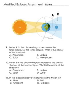 Eclipses Assessment Worksheet | PDF | Solar Eclipse | Moon