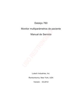Datalys 760 
Monitor multiparámetros de paciente 
Manual de Servicio 
 
 
 
 
 
 
Lutech Industries, Inc. 
Ronkonkoma, Ne