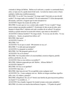 7
vistiendo el abrigo de Belitre.  Belitre no lo advierte y cuando va caminando hacia 
atrás, se topa con él y queda inmóvil