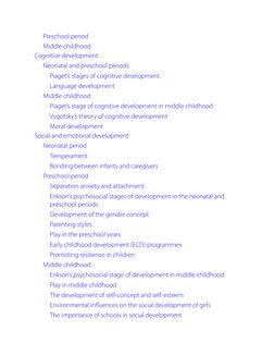 Preschool period
Middle childhood
Cognitive development
Neonatal and preschool periods
Piaget’s stages of cognitive developme