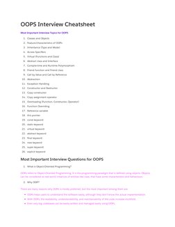 OOPs Interview Cheat Sheet | PDF | Programming | Constructor (Object ...