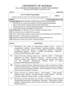 B.Sc. Computer Science Python Syllabus | PDF | Python (Programming ...