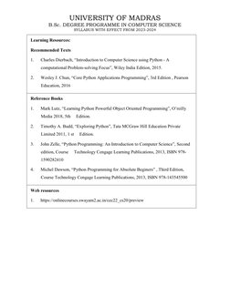 B.Sc. Computer Science Python Syllabus | PDF | Python (Programming ...