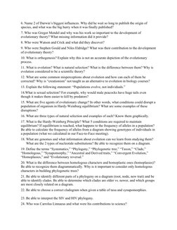 BIOL 110 Exam 1 Study Guide | PDF | Phylogenetic Tree | Evolution
