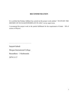 RECOMMENDATION
It is certified that Roshan Adhikari has carried out the project work entitled “ TO STUDY THE
HISTORY OF NUCLE