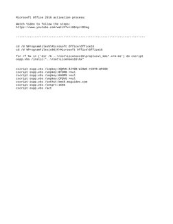 Activate Office 2016 via CMD Steps | PDF