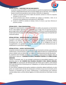 DÉCIMA QUINTA -. SANCIONES POR INCUMPLIMIENTO 
La sanción a la que EL CLIENTE, se hará acreedor en caso de incumplimien