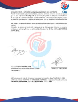 DÉCIMA NOVENA -. INTERPRETACIÓN Y CUMPLIMIENTO DEL CONTRATO. 
Para la interpretación y cumplimiento del presente cont