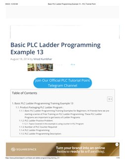 Basic PLC Ladder Programming Example 13 - PLC Tutorial Point | PDF