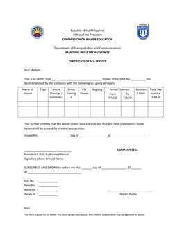 Sea Service Formular Marina Certificate of Sea Service Form | PDF | Business
