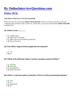 Flutter MCQ Practice Questions PDF | PDF