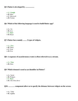 Flutter MCQ Practice Questions PDF | PDF