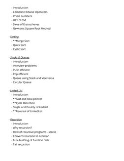 - Introduction
- Complete Bitwise Operators
- Prime numbers
- HCF / LCM
- Sieve of Eratosthenes
- Newton's Square Root Method