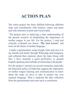 ACTION PLAN
The entire project has been fulfilled following different
steps and consultations with features, expert and pears