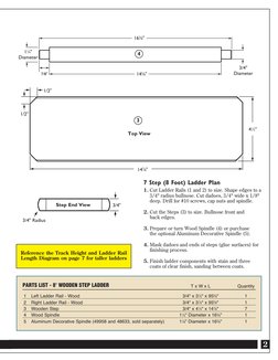 2
  
 
T x W x L 
Quantity
 1 Left Ladder Rail - Wood 
3/4" x 31⁄2" x 955⁄8" 
1
 2 Right Ladder Rail - Wood 
3/4" x 31⁄2" x 9