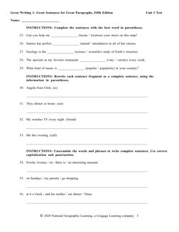 Great Writing 1: Unit 1 Test Answers | PDF | Noun | Adjective