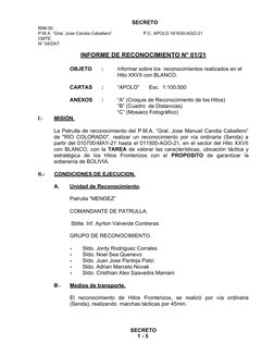 SECRETO  
RIM-30
P.M.A. “Gral. Jose Candia Caballero” 
                     P.C. APOLO 161630-AGO-21