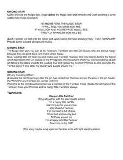 Twinkler Script Twinkler Investiture Ceremony Script | PDF