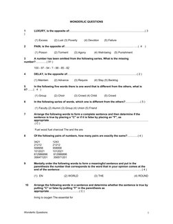 WONDERLIC QUESTIONS
1
LUXURY, is the opposite of:............................................................................