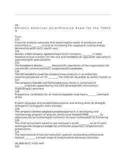 19
H e l l e n i c  A m e r i c a n  U n i o n P r a c t i c e  E x a m  f o r  t h e  T O E I C
®
 
Test
113.
Financial a