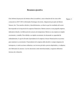 Página | 2
  Resumen ejecutivo
Este informe de proyecto de término ofrece un análisis y una evaluación de los cinco años 
con