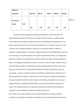 Página | 6
Flujos de 
caja libres
4037.68
5082.17
5991.8
6458.43
6846.66
Precio por 
acción
1.03
1.41
1.87
2.37
2.91
3.51
Com