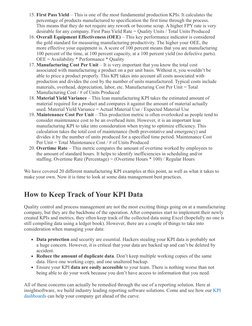 15. First Pass Yield – This is one of the most fundamental production KPI (https://insightsoftware.com/solutions/business-das