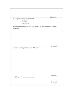 Year 4 Math Test Pdf Year 4 Mathematics Test Paper | PDF | Area | Elementary Mathematics