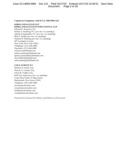 Caption in Compliance with D.N.J. LBR 9004-1(b) 
KIRKLAND & ELLIS LLP 
KIRKLAND & ELLIS INTERNATIONAL LLP 
Edward O. Sassower