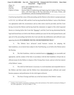 (Page | 4) 
Debtors: 
RITE AID CORPORATION, et al. 
Case No. 
23-18993 (MBK)
Caption of Order: 
Interim Order (I) Authorizing