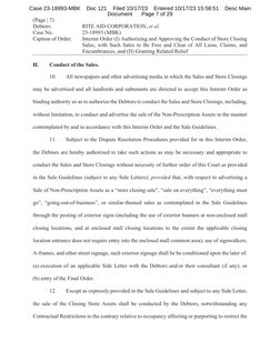 (Page | 7) 
Debtors: 
RITE AID CORPORATION, et al. 
Case No. 
23-18993 (MBK)
Caption of Order: 
Interim Order (I) Authorizing